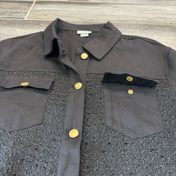 Ivy Storehouse Tweed Denim Black Jacket AKA Varsity Vintage Bomber Casual Style - Picture 5 of 8